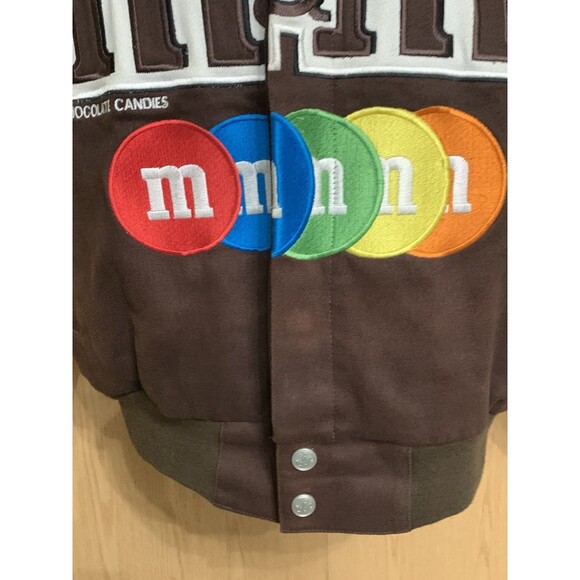Vintage Chase Authentics M&M Varsity Jacket Men size Med brown yellow NASCAR - Picture 4 of 16